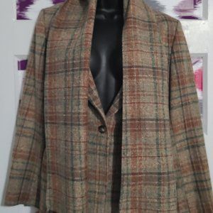 Vintage 70's Women's 3-Piece Wool Brown Skirt & Scarf Suit
